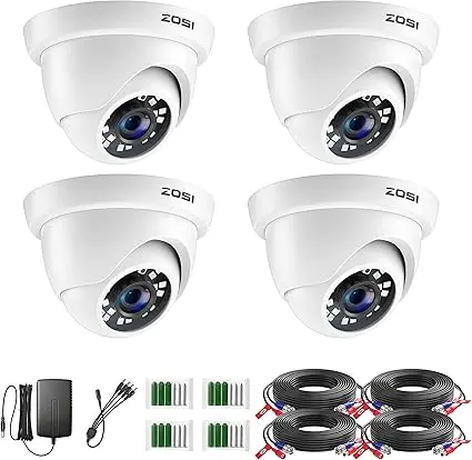 [TECZOSDOMENEWWHT] Kit Camaras ZOSI 2MP HD Exterior 4 Canales Vision Nocturna 