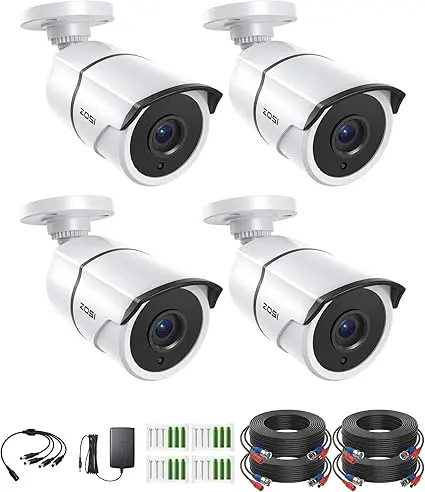 [TECZOSBULLETNEWWHT] Kit Seguridad 4 Cámaras ZOSI 2MP Exterior Visión Nocturna