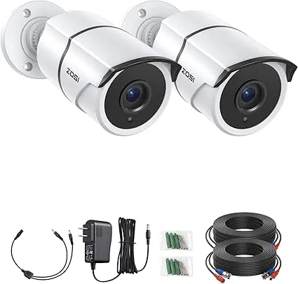 [TECZOSBULLET2MPNEWWHT] Camaras de Seguridad ZOSI 1080P Audio y Vision Nocturna 